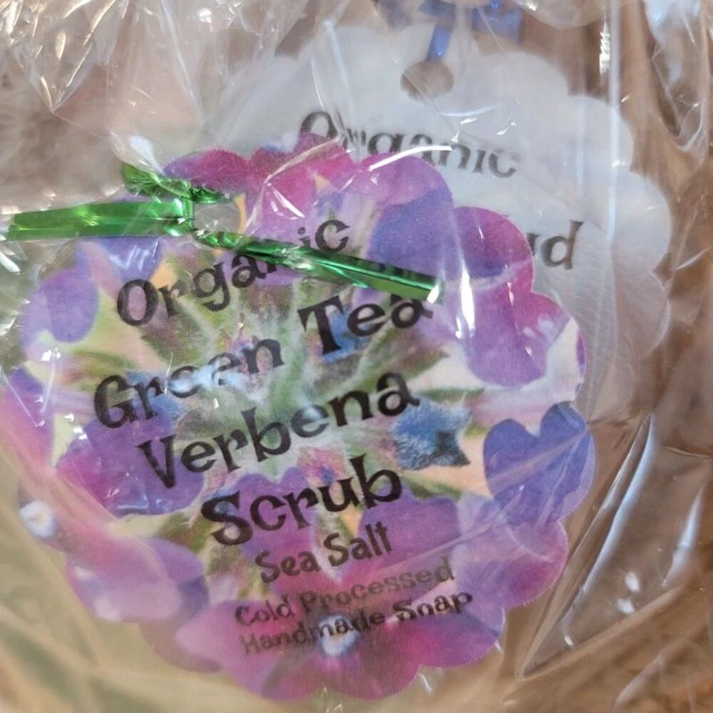 Homemade Soap Bar Scrubber Gift Basket - Picture 2 of 6